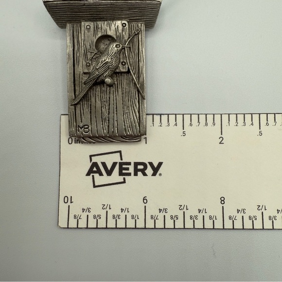 MB Signed Pewter Birdhouse Pendant Necklace - Vintage Hallmark - Picture 3 of 11